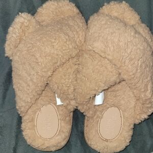 Tan Fuzzy Slippers